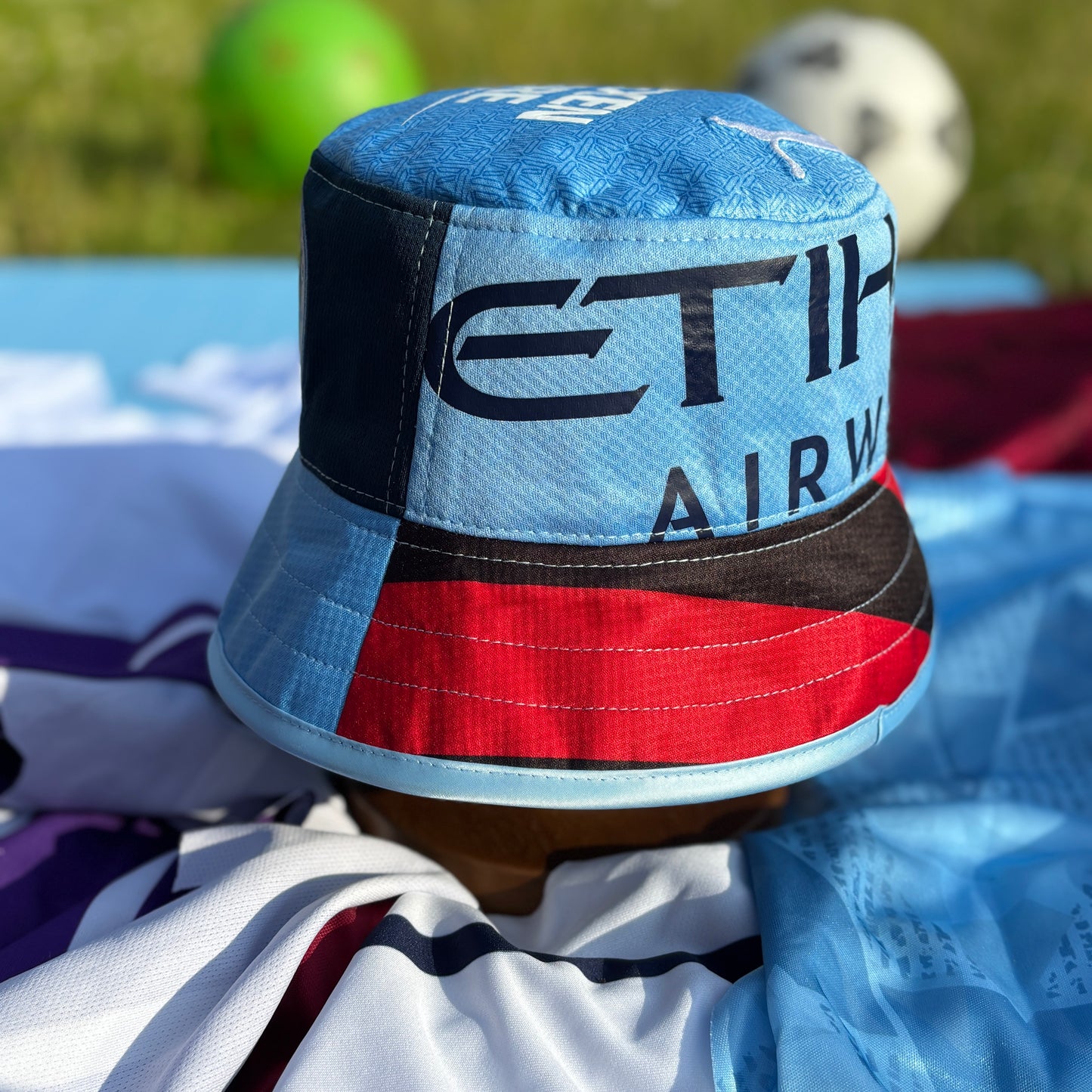 Manchester City bucket hat (adult 62-63cm) - handmade from original shirts
