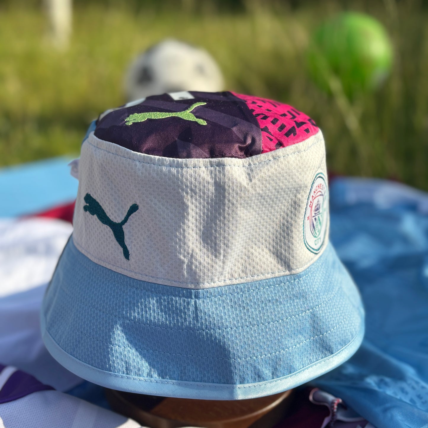 Manchester City bucket hat (adult 62-63cm) - handmade from original shirts