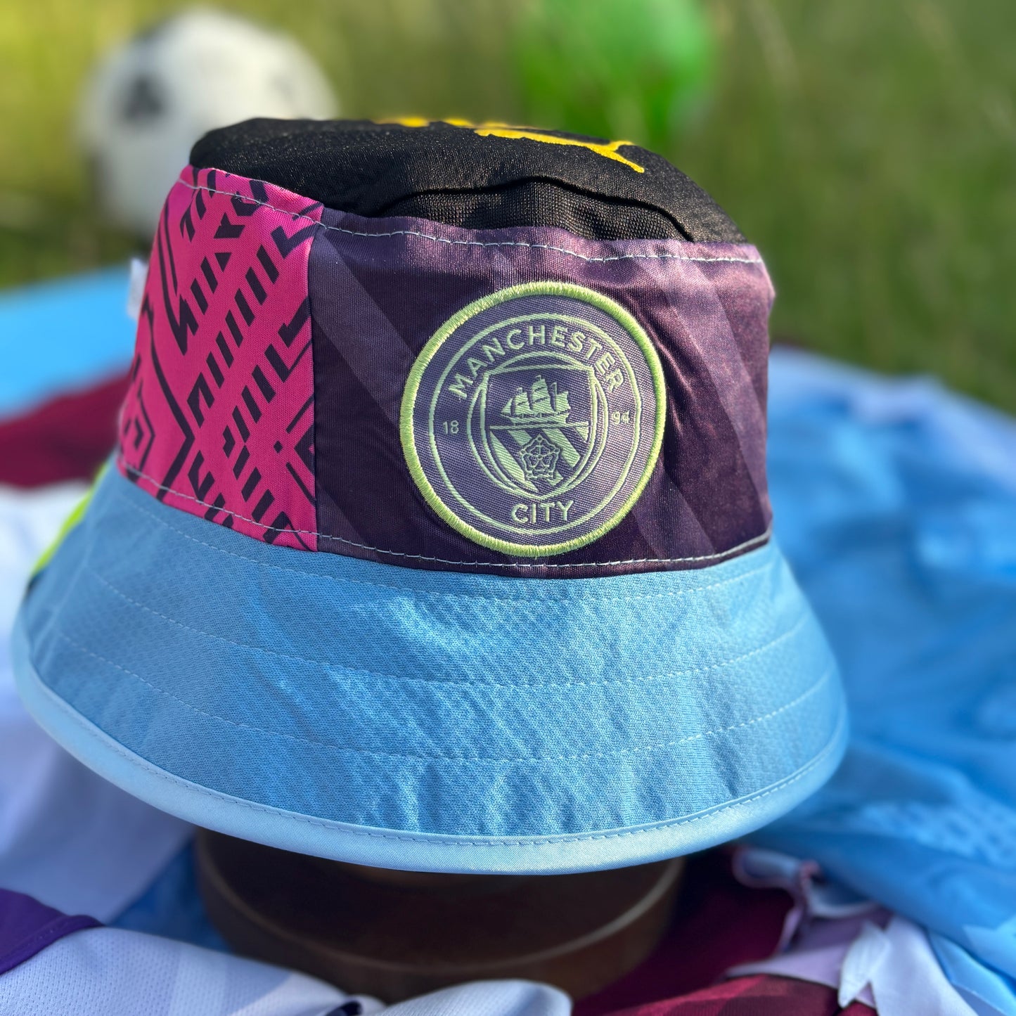 Manchester City bucket hat (adult 62-63cm) - handmade from original shirts