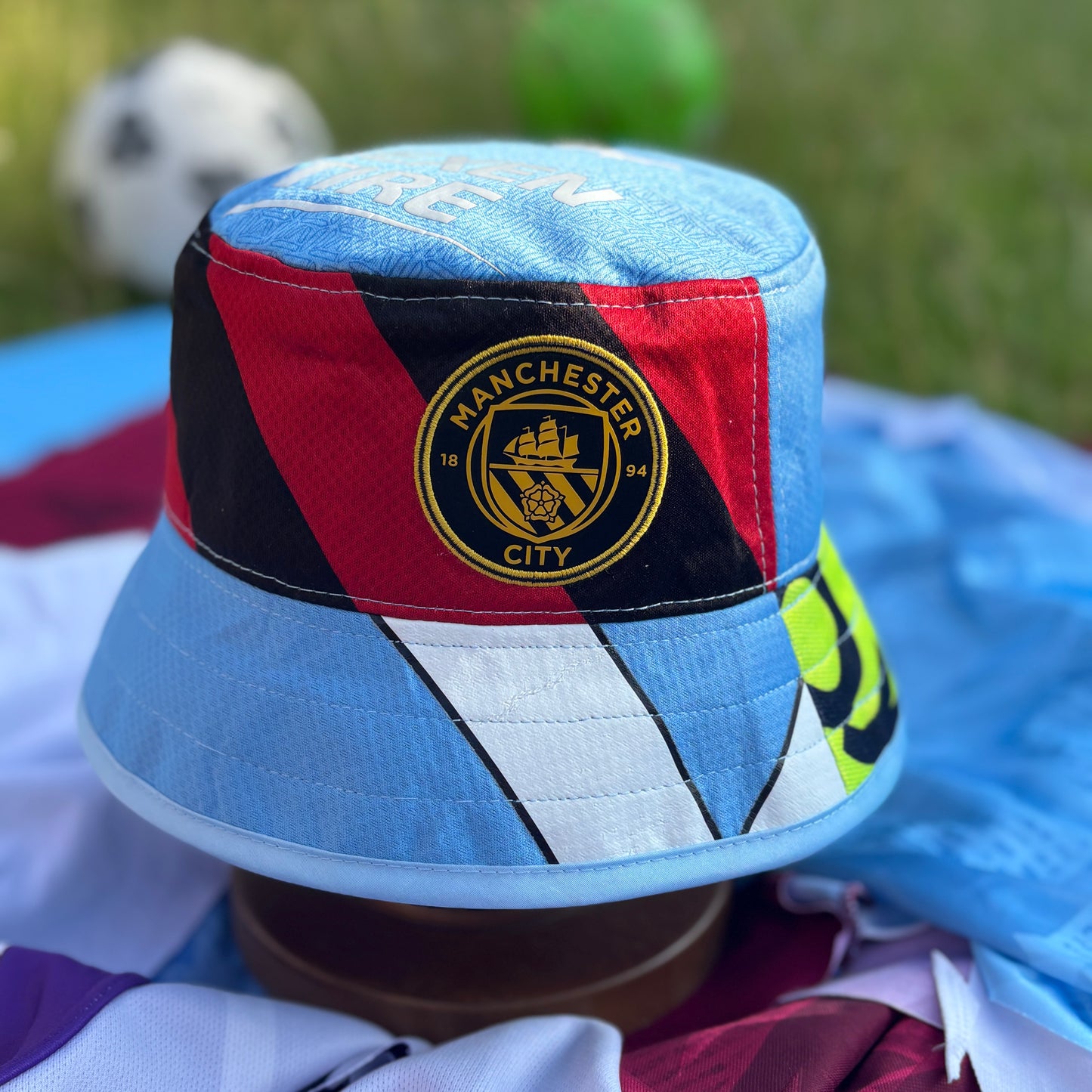 Manchester City bucket hat (adult 62-63cm) - handmade from original shirts