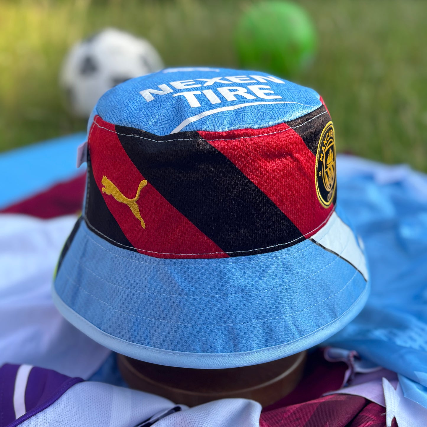 Manchester City bucket hat (adult 62-63cm) - handmade from original shirts