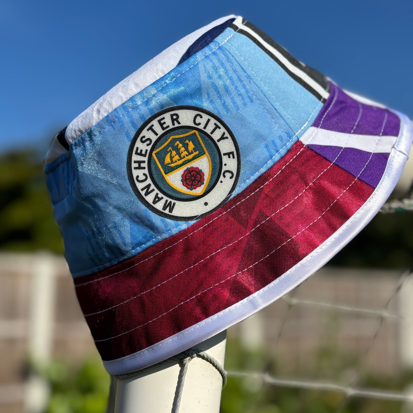 Oasis x Manchester City bucket hat (adult 62-63cm) - handmade from original shirts