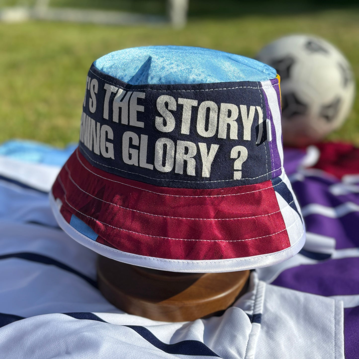 Oasis x Manchester City bucket hat (adult 62-63cm) - handmade from original shirts