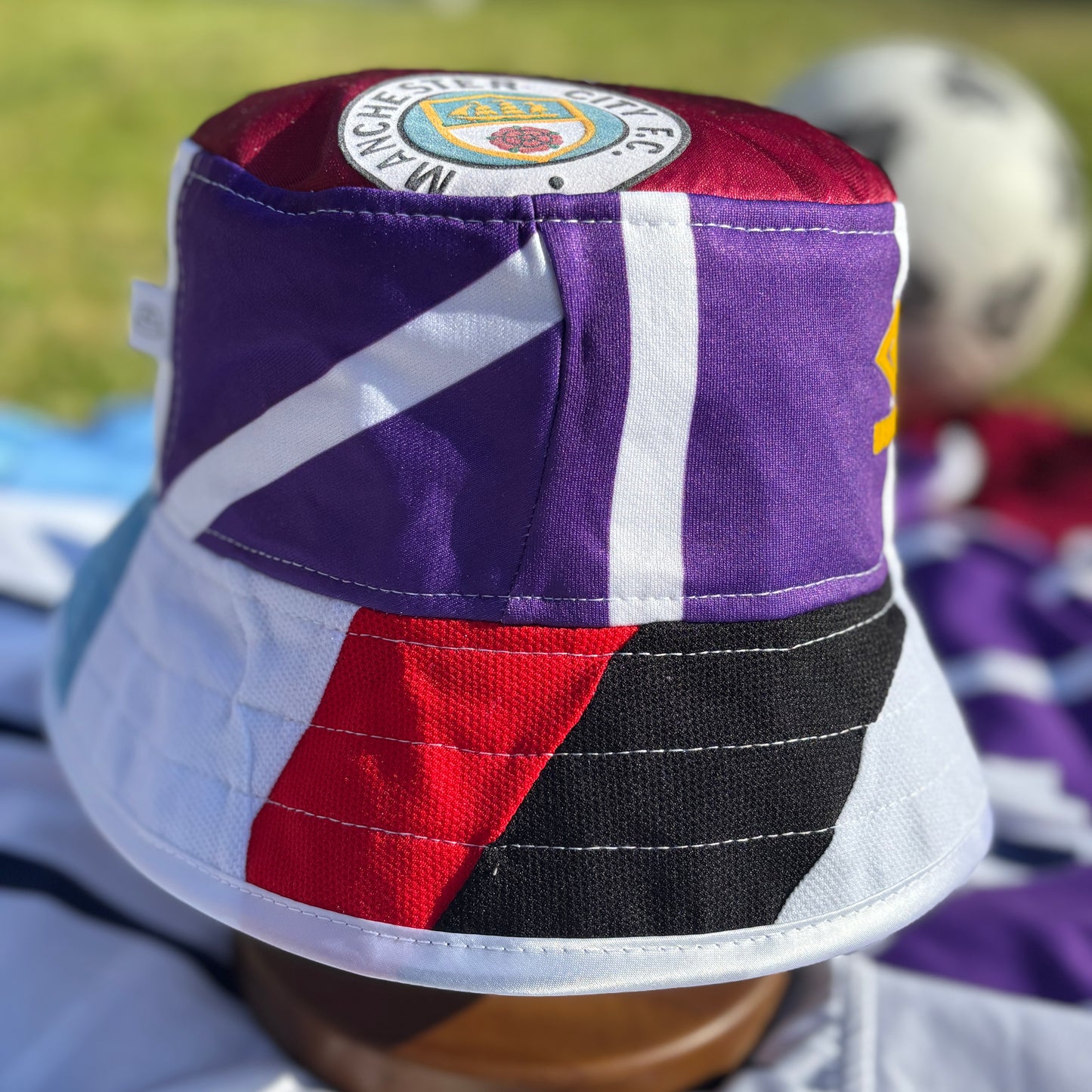 Oasis x Manchester City bucket hat (adult 62-63cm) - handmade from original shirts