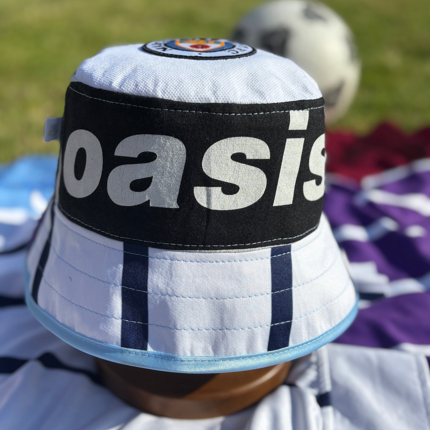 Oasis x Manchester City bucket hat (adult 62-63cm) - handmade from original shirts
