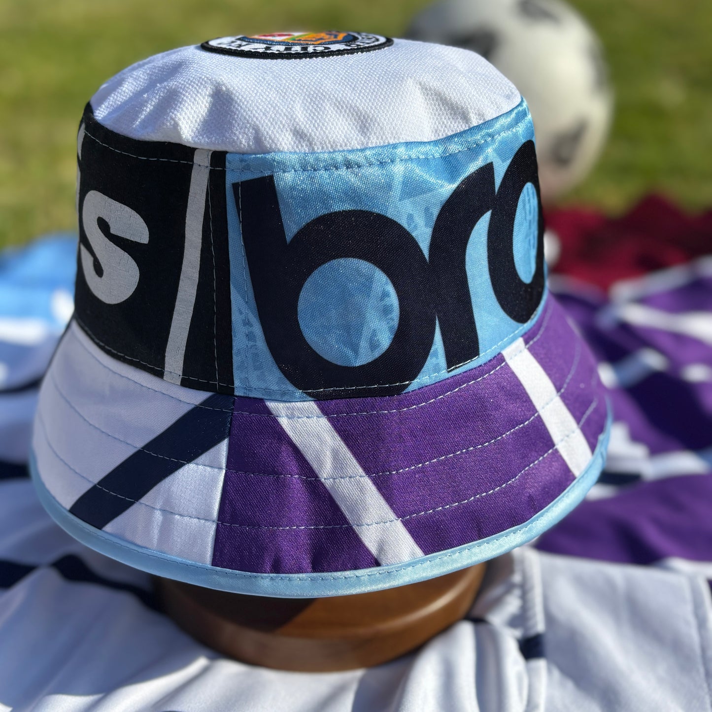 Oasis x Manchester City bucket hat (adult 62-63cm) - handmade from original shirts