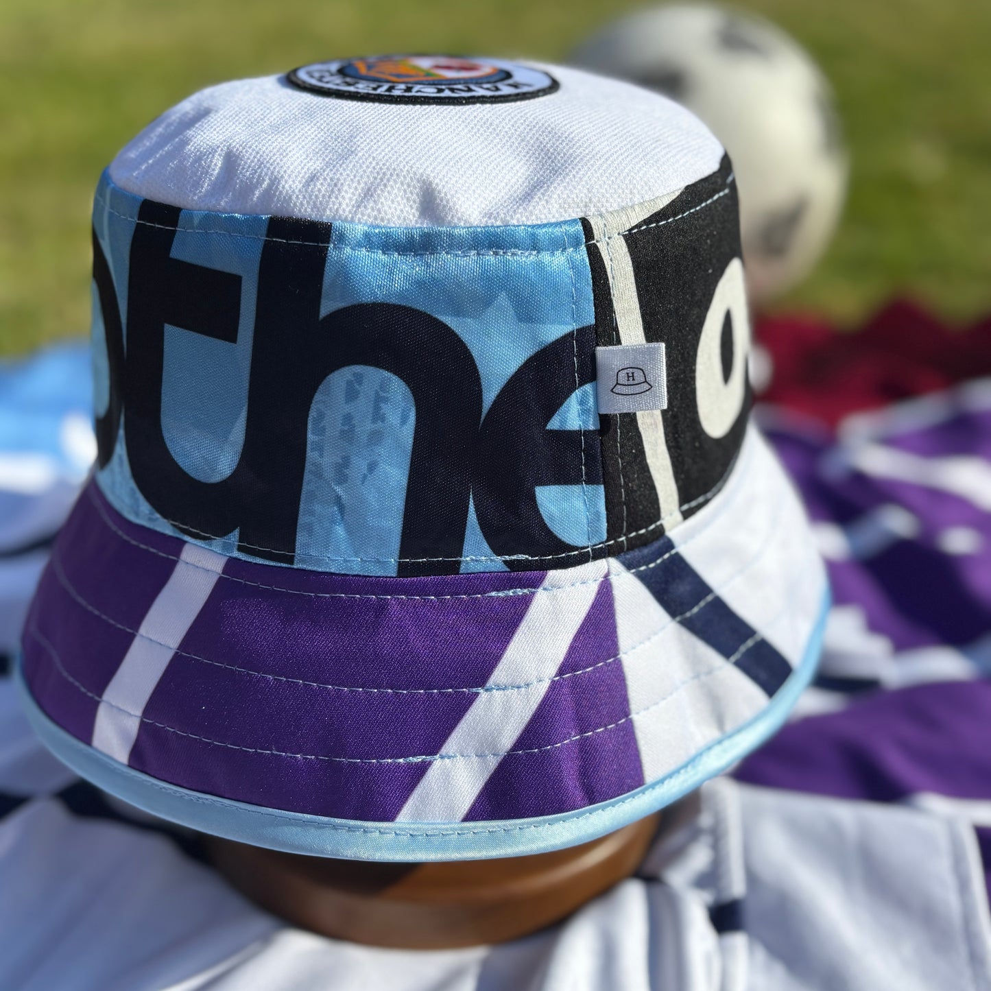 Oasis x Manchester City bucket hat (adult 62-63cm) - handmade from original shirts