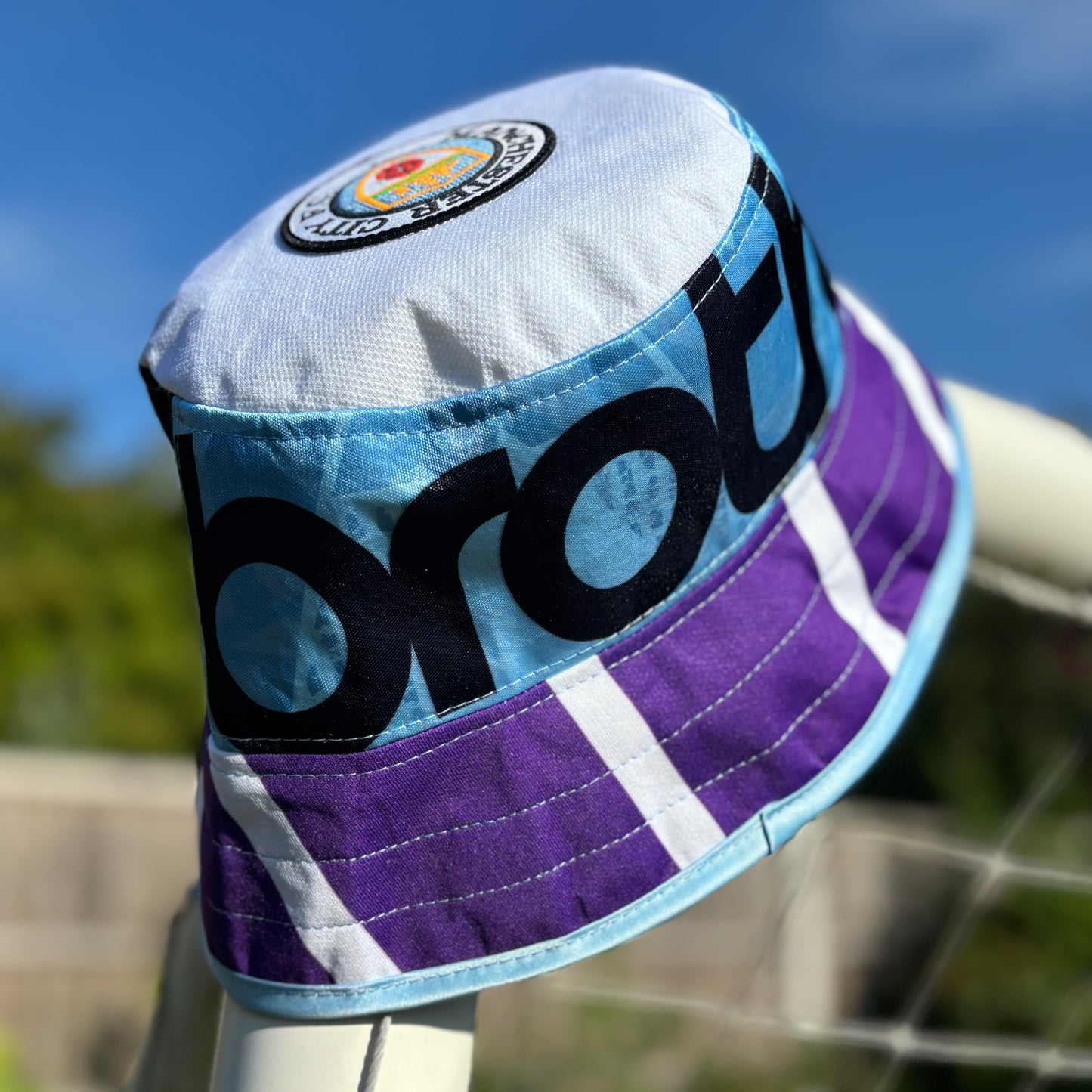 Oasis x Manchester City bucket hat (adult 62-63cm) - handmade from original shirts