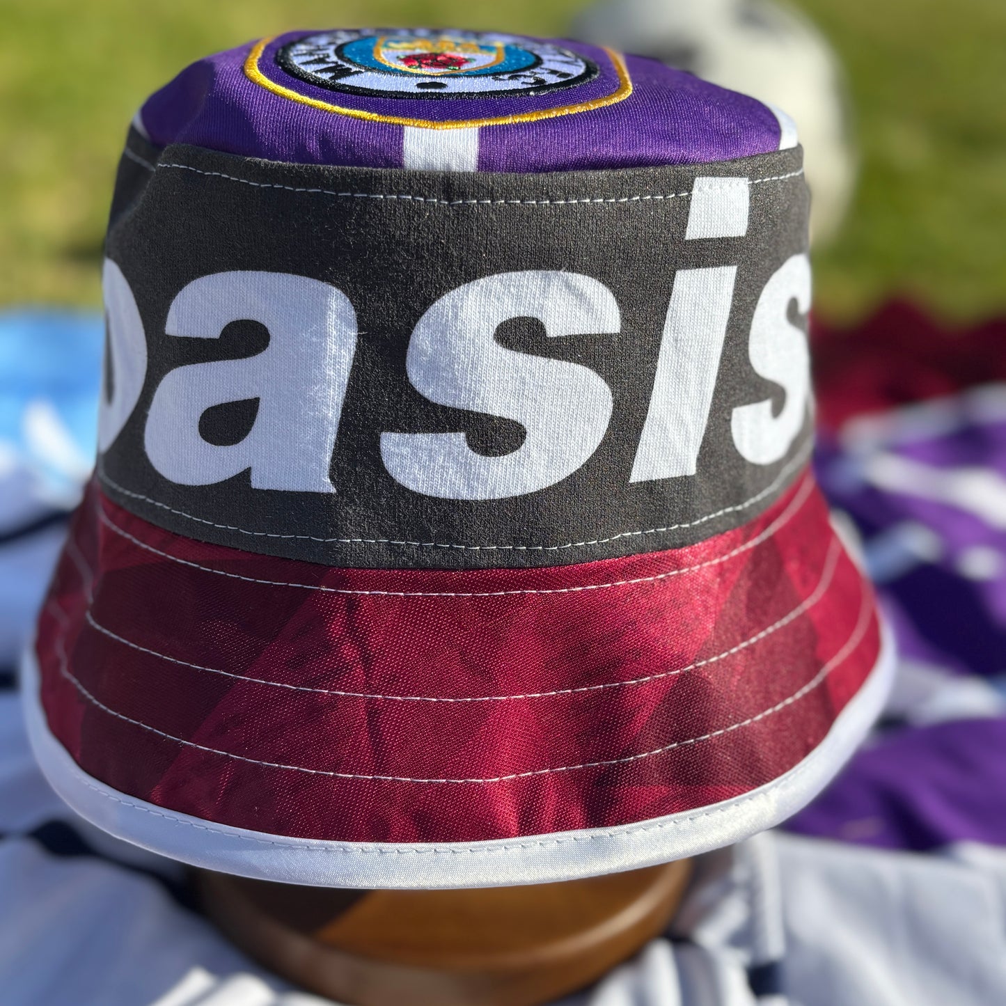 Oasis x Manchester City bucket hat (adult 62-63cm) - handmade from original shirts