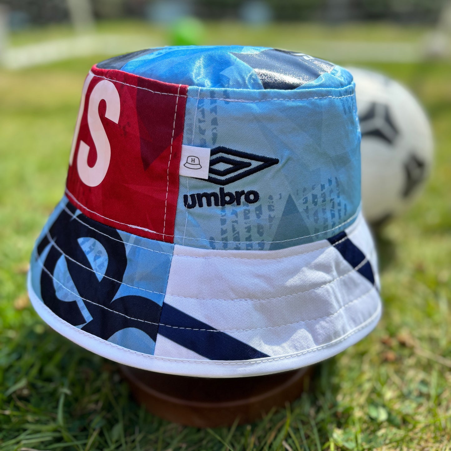 Oasis x Manchester City bucket hat (adult 62-63cm) - handmade from original shirts