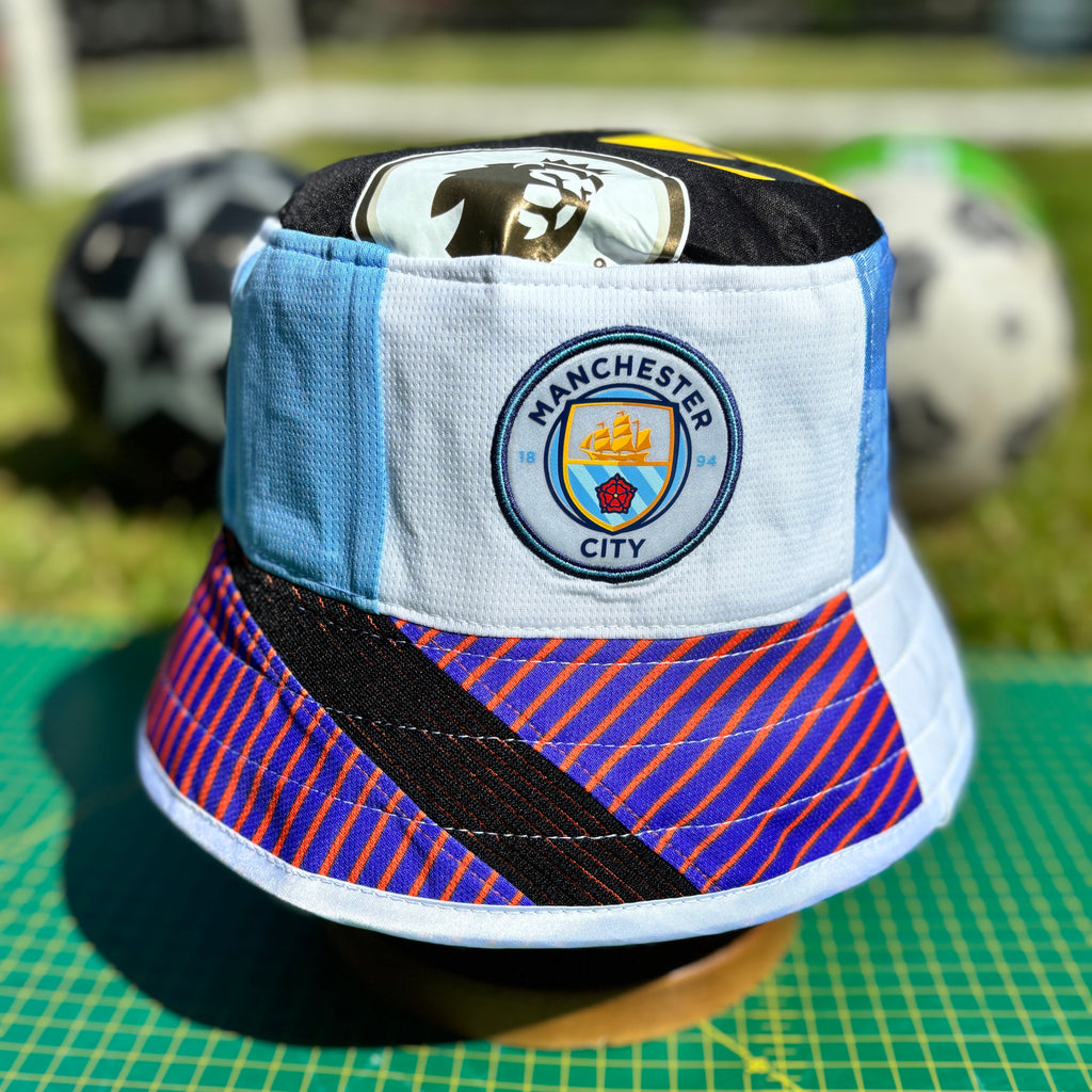 Manchester City bucket hat (adult 62-63 cm) - handmade from replica shirts