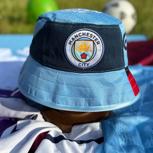 Manchester City bucket hat (adult 62-63cm) - handmade from original shirts