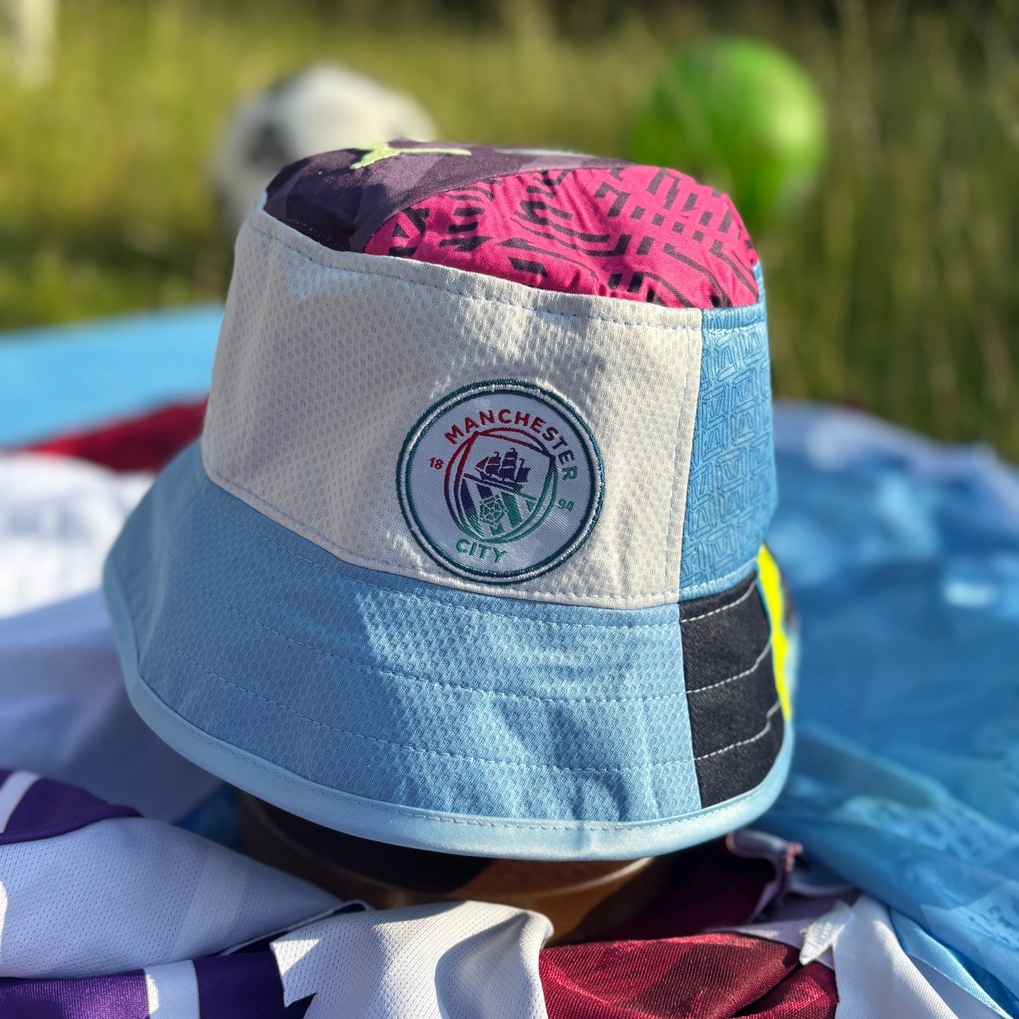 Manchester City bucket hat (adult 62-63cm) - handmade from original shirts