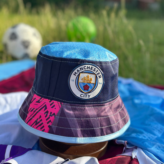 Manchester City bucket hat (adult 62-63cm) - handmade from original shirts