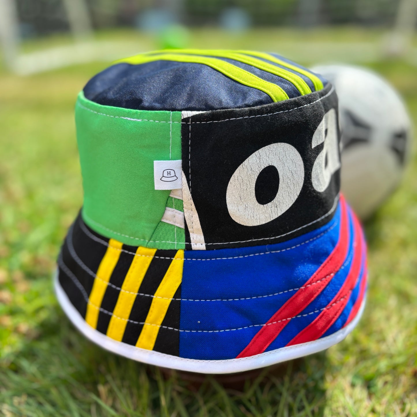 Oasis x Adidas bucket hat (adult 62-63cm) - handmade from original shirts