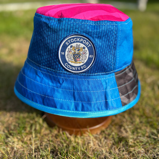 Stockport County bucket hat (adult 62-63 cm) - handmade from original shirts
