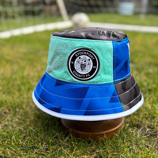 Stockport County bucket hat (adult 62-63 cm) - handmade from original shirts