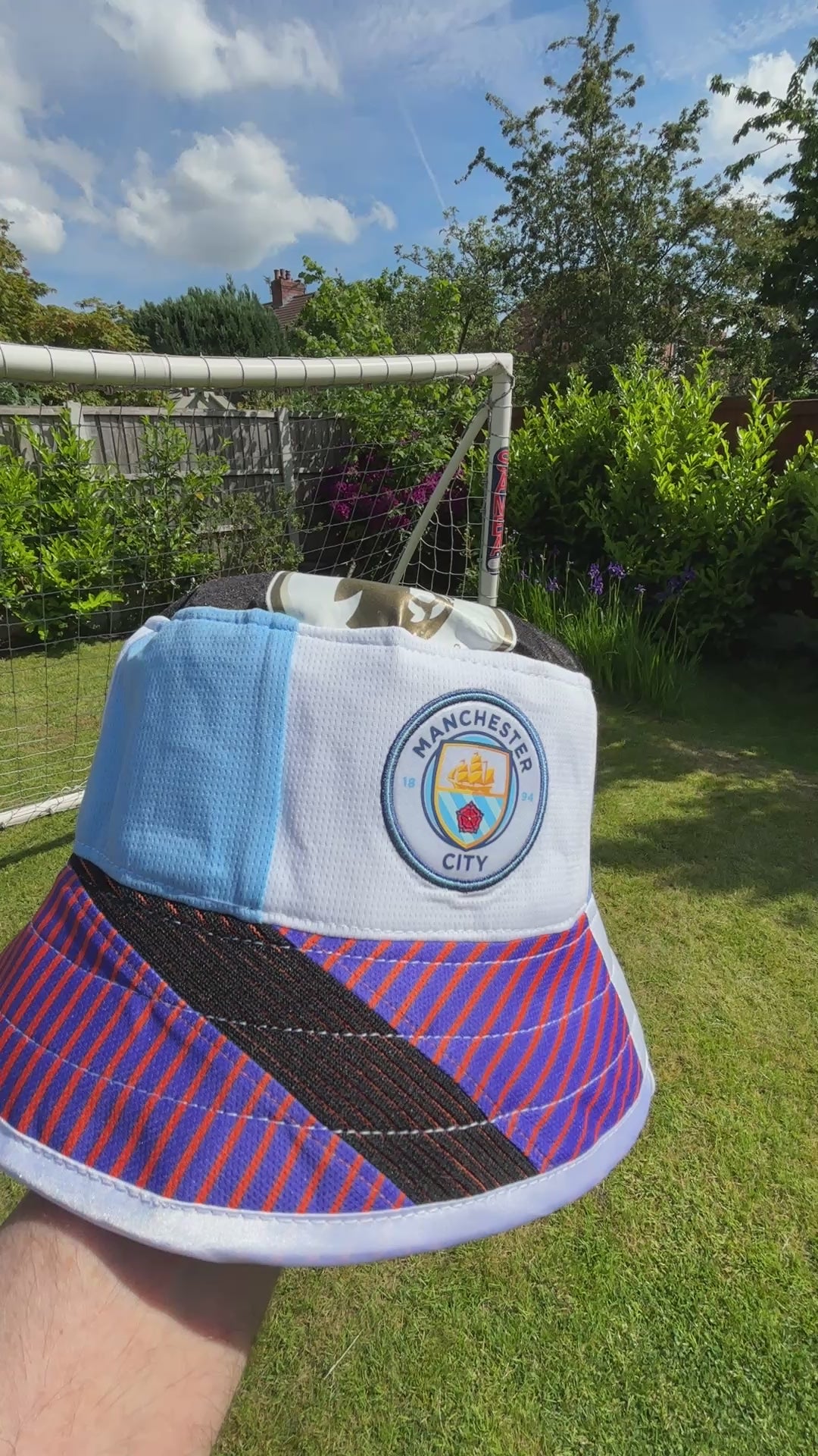 Manchester City bucket hat (adult 62-63 cm) - handmade from replica shirts